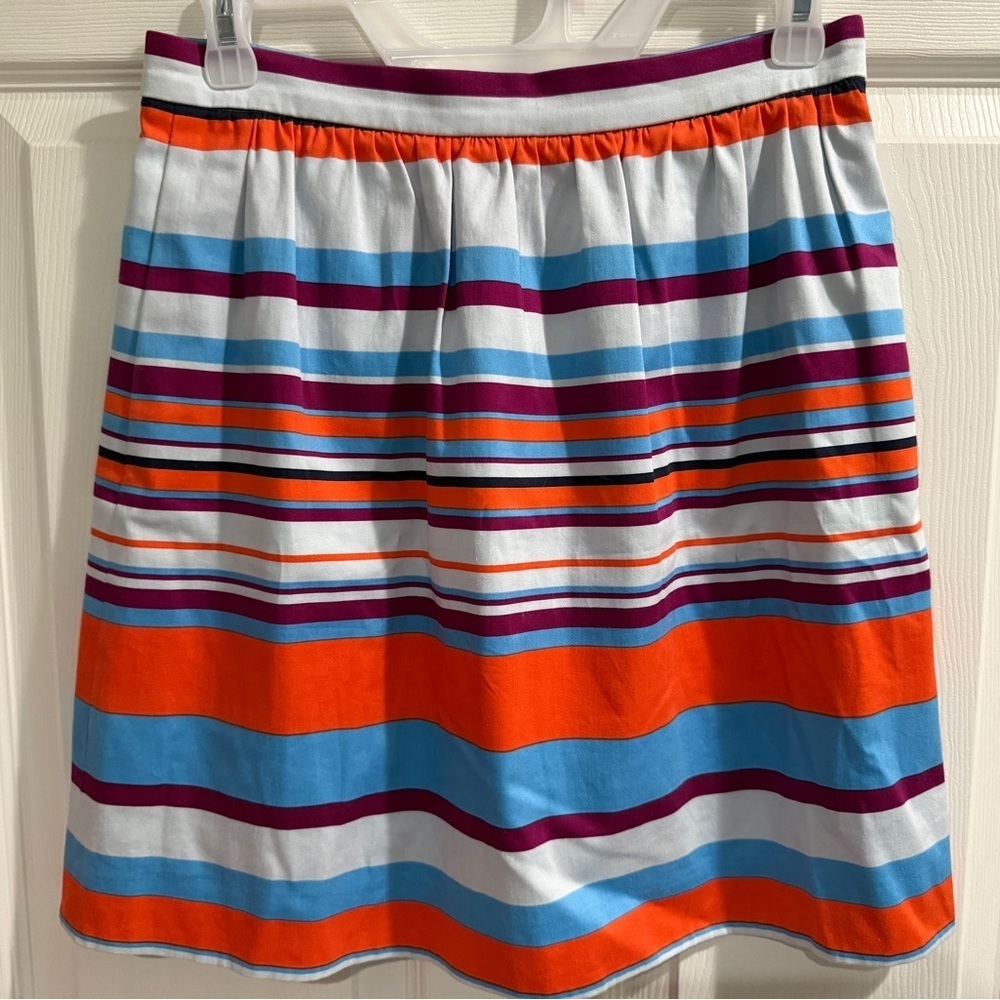 VTG J. Crew Cotton Colorful Striped Mini Skirt Fall Autumn Colorblock